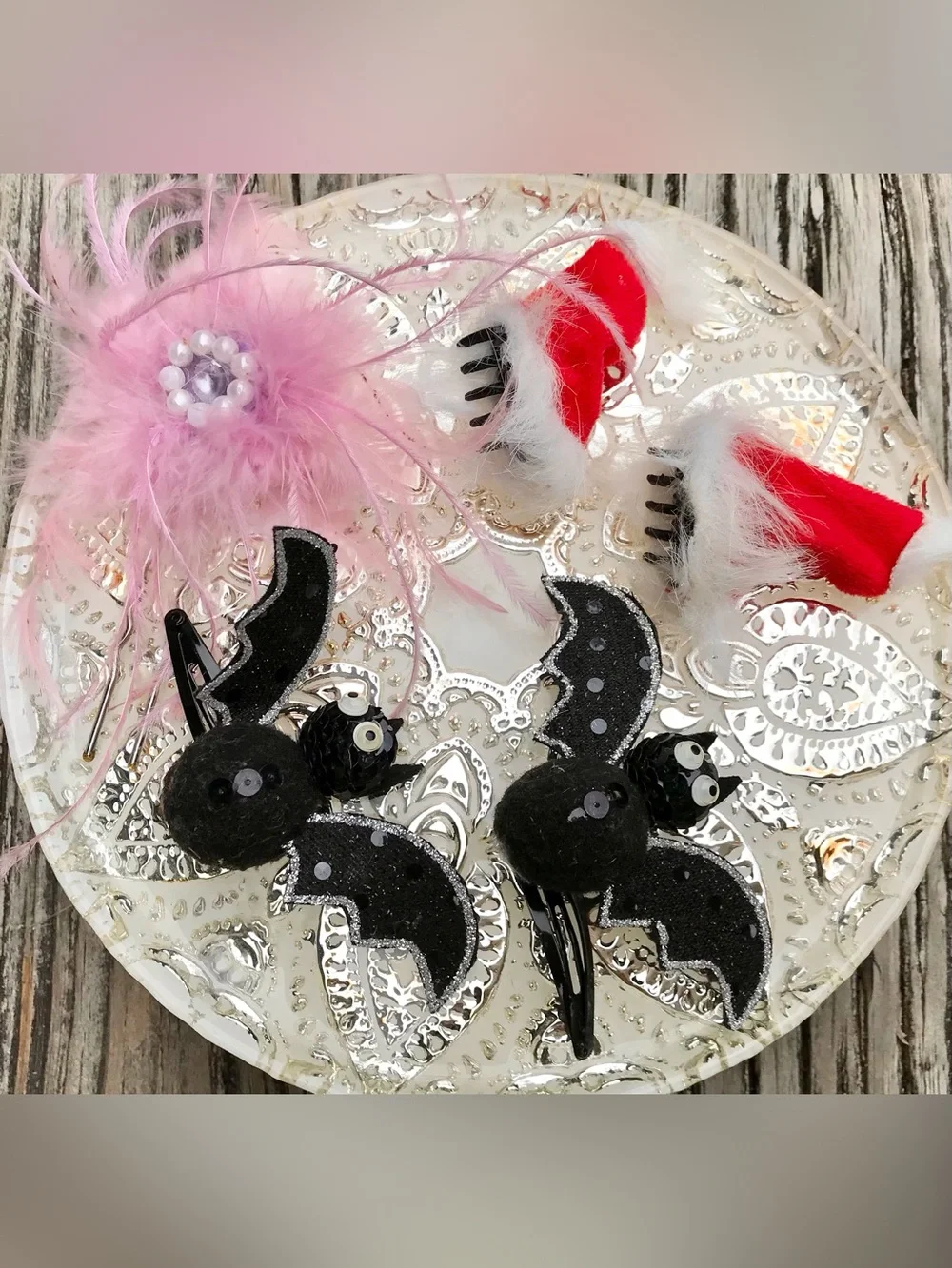 Kids Hair Accessories Claires Bat Clips Santa Hat Claws Flapper Feather Hair Pin